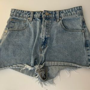 abrand light wash denim shorts
